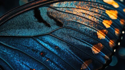 Poster - Intricate close-up of butterfly wing showcasing vibrant colors and delicate patterns in natural light