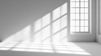 Poster - Minimalist Black and White Interior with Window Shadows and Copy Space for Creative Design and Advertising Projects