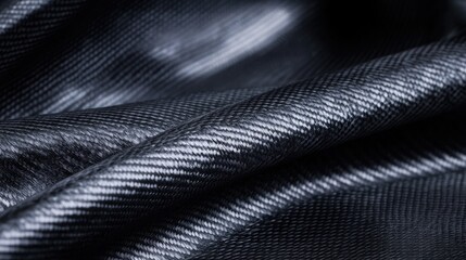 Poster - Smooth Black Anthracite Fiberglass Texture Fabric Close Up for Elegant Background Design
