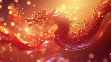 Sticker - Glowing red and gold waves swirling in motion, capturing the festive energy of Chinese New Year.