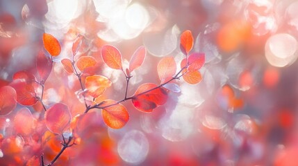 Aufkleber - Abstract bokeh background featuring softly blurred foliage with vibrant autumn colors and warm sunlight highlights