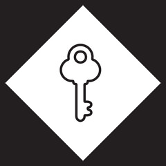 Poster - Key icon vector. Key logo design. Key vector icon illustration in rhombus isolated on black background