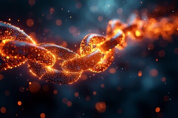 Poster - glowing quantum data encryption concept with interlinked light particles in dynamic space