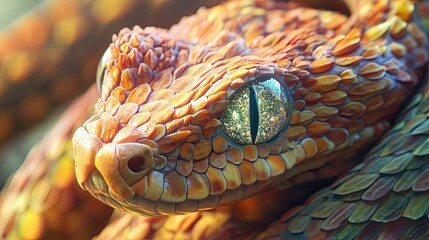 Poster - Golden Snake Close Up Eye Scales Detail