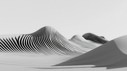 Abstract Gray Sculpted Landscape Digital Art