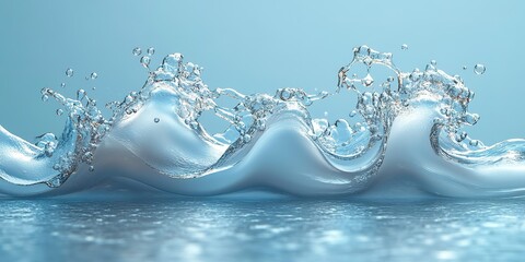 Poster - Captivating water splash showcasing fluid dynamics and vibrant blue tones