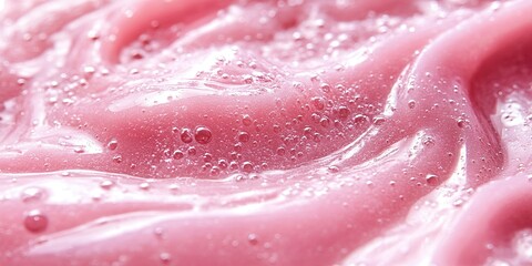 Poster - bright pink textured substance with bubbles creating a smooth, flowing appearance in a close-up view
