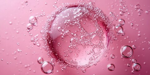Poster - Bubbles rising in pink water create a mesmerizing underwater effect during a tranquil moment of relaxation