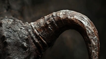 Poster - Weathered Horn Close Up Dark Background