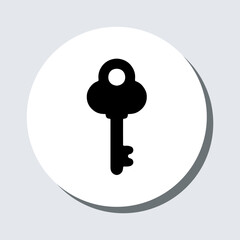 Poster - Key icon vector. Key sign symbol in trendy flat style. Key vector icon illustration in circle isolated on gray background