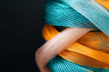 Abstract Teal Orange Beige Fabric Texture Background