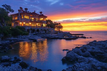 Wall Mural - sunset over the lake