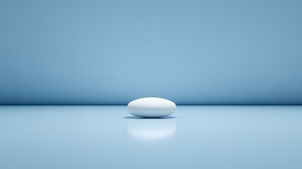 Poster - White sphere rests on a light blue surface