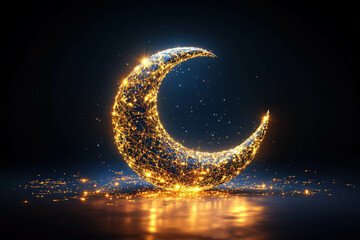 Wall Mural - a vibrant ramadan background featuring a crescent moon and twinkling stars