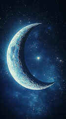 Wall Mural - A Vibrant Ramadan Background Featuring A Crescent Moon And Twinkling Stars