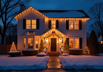 house exterior synchronized festive holiday music played smart home christmas