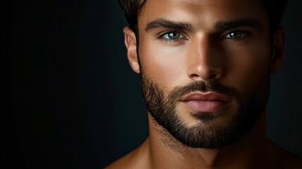 Man with a beard and blue eyes. The man is wearing a shirt and is looking at the camera