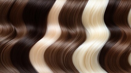 Wavy brown blonde and white hair strands