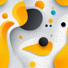 Poster - Dynamic geometric shapes design with orange accents on black and light gray seamless pattern