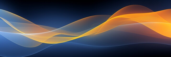 Poster - Abstract wave artwork featuring vibrant yellow and blue tones against a solid blue background