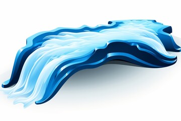Poster - Minimalist waterfall art  shades of blue with bright yellow splashes on a simple white canvas