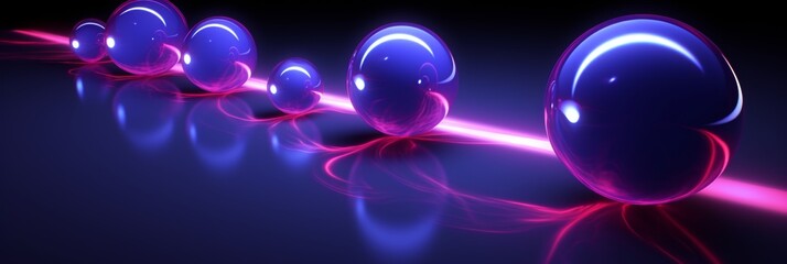 Poster - Vibrant glowing spheres  a dazzling display of blue, purple, and orange on dark canvas