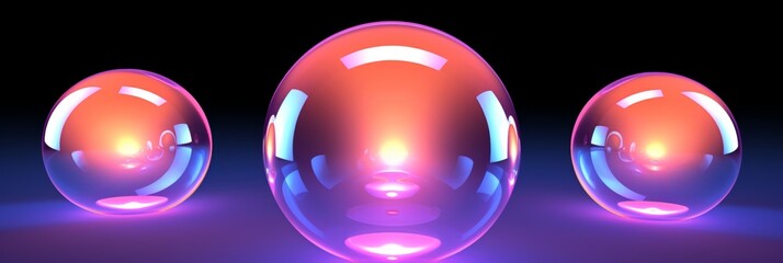 Poster - Sparkling glowing spheres in various shades of blue, purple, and orange on a black background