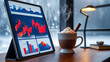 © Amna - tablet with graphs along with tasty coffee and lamp on table