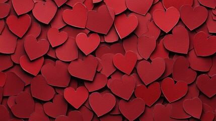 Canvas Print - Vibrant Red Paper Hearts Creating a Charming Background Design