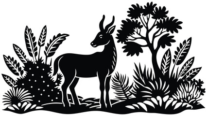 Naklejka na meble Vector silhouette animal in nature white background