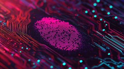 Sticker - Abstract Digital Fingerprint on Circuit Board Background