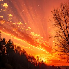 Wall Mural - sunset in the forest
