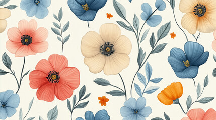 Naklejka na meble seamless floral pattern