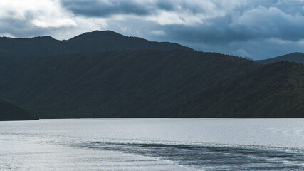 Wall Mural - Cook strait new zealand gorgeous scenery water ocean dramatic sky fiords sounds paradise views calm