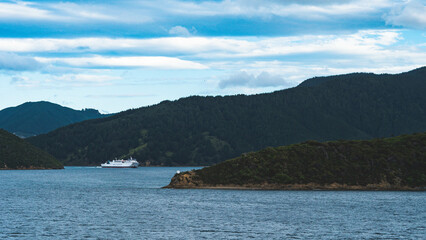 Wall Mural - Cook strait new zealand gorgeous scenery water ocean dramatic sky fiords sounds paradise views calm