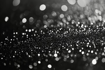 Poster - Captivating black and white bokeh with sparkling lights creating an enchanting atmosphere