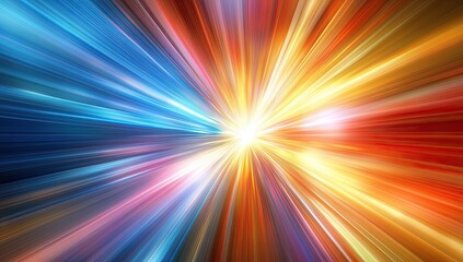 Poster - In a 3D render, a neon-lit geometric figure shines within a dark tunnel, accompanied by a laser glow