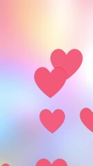 Leinwandbilder - Red hearts vertical animation on neon gradient background, perfect for Valentine’s Day 