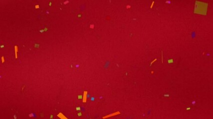 Fototapete - colorful confetti animation on red background, perfect for holidays
