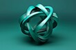 © Yurii Semonov - Elegant minimalist abstract design featuring a torus loop of layered teal ribbons on dark green