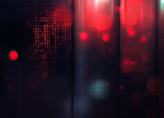 Poster - 3D illustration showcasing a server room with a node-based programming data design element