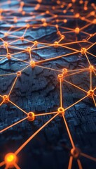 Poster - Digital Network Fiber Optic Connections Illuminated in an Abstract Technology Background