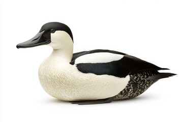 Wall Mural - A duck is laying on its back on a white background. The duck is resting on the ground