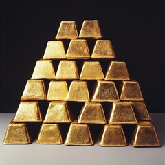 Poster - A stack of gold bars is piled on top of each other. The bars are all the same size and shape