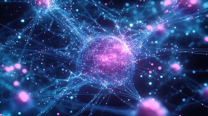 Poster - Background with abstract music. Molecular background showcasing DNA. Dot and line network. Big data visualization. Sound wave. 3D rendered image