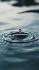 Poster - A drop of water is falling into a body of water. The water is calm and clear