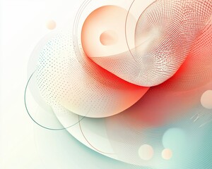 Aufkleber - Abstract swirling orange and teal forms on white background.
