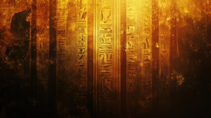 Wall Mural - old egyptian hieroglyph background created with generative ai
