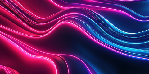 Wall Mural - dynamic abstract design featuring flowing neon lines in shades of pink, purple, and blue, creating a