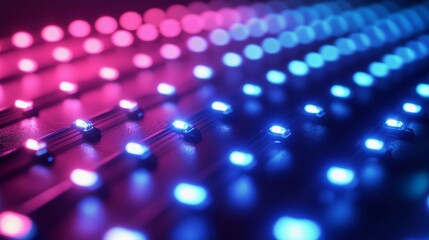 Poster - Colorful LED grid illuminated in vibrant pink and blue tones. Generative AI